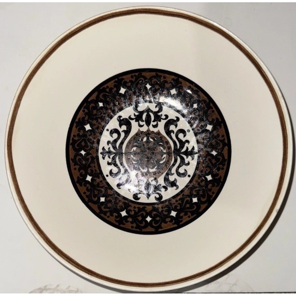 Royal China Cavalier Ironstone Overture 1960s Serving Bowl 9" USA Brown Black